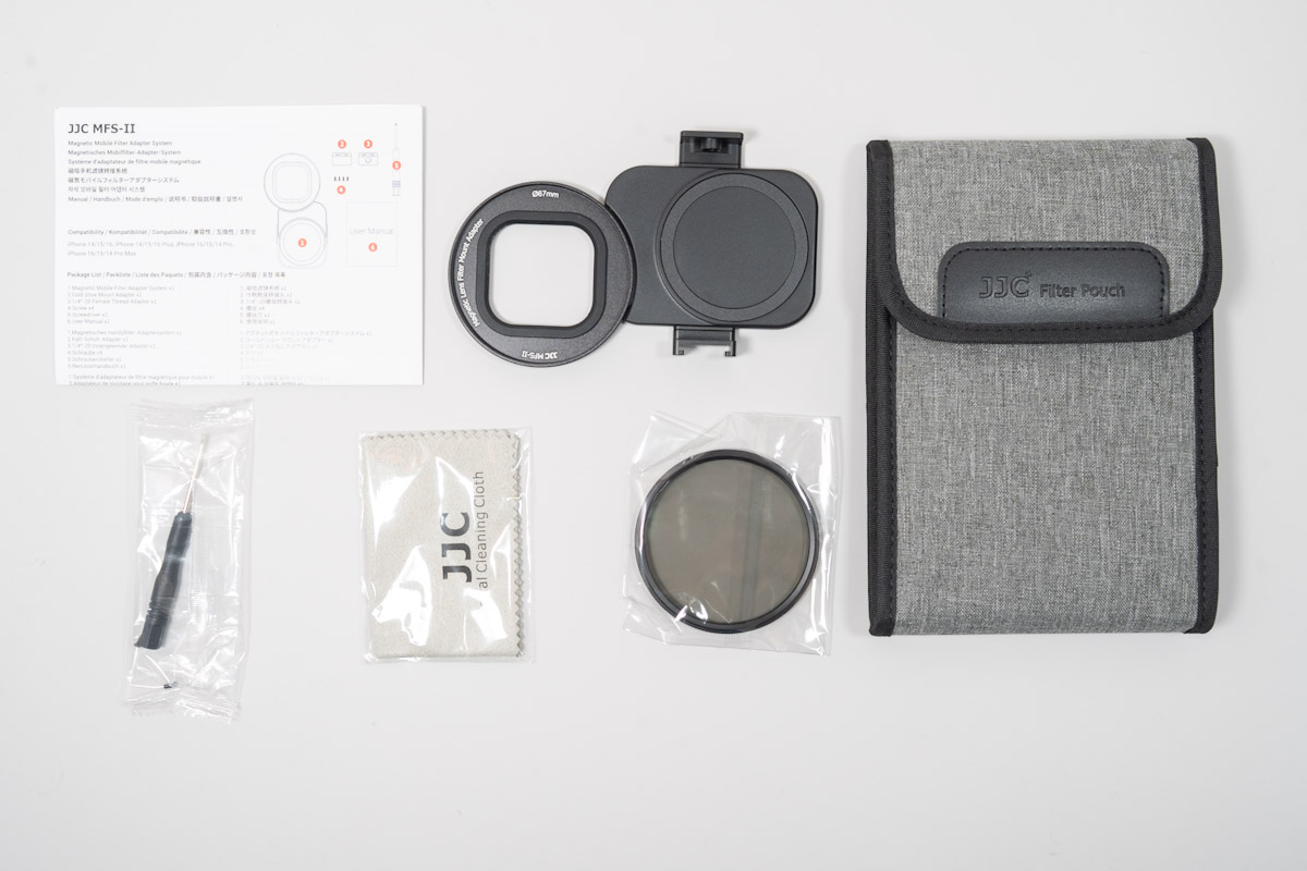 JJC MagSafe対応スマホレンズフィルターアダプターの同梱物