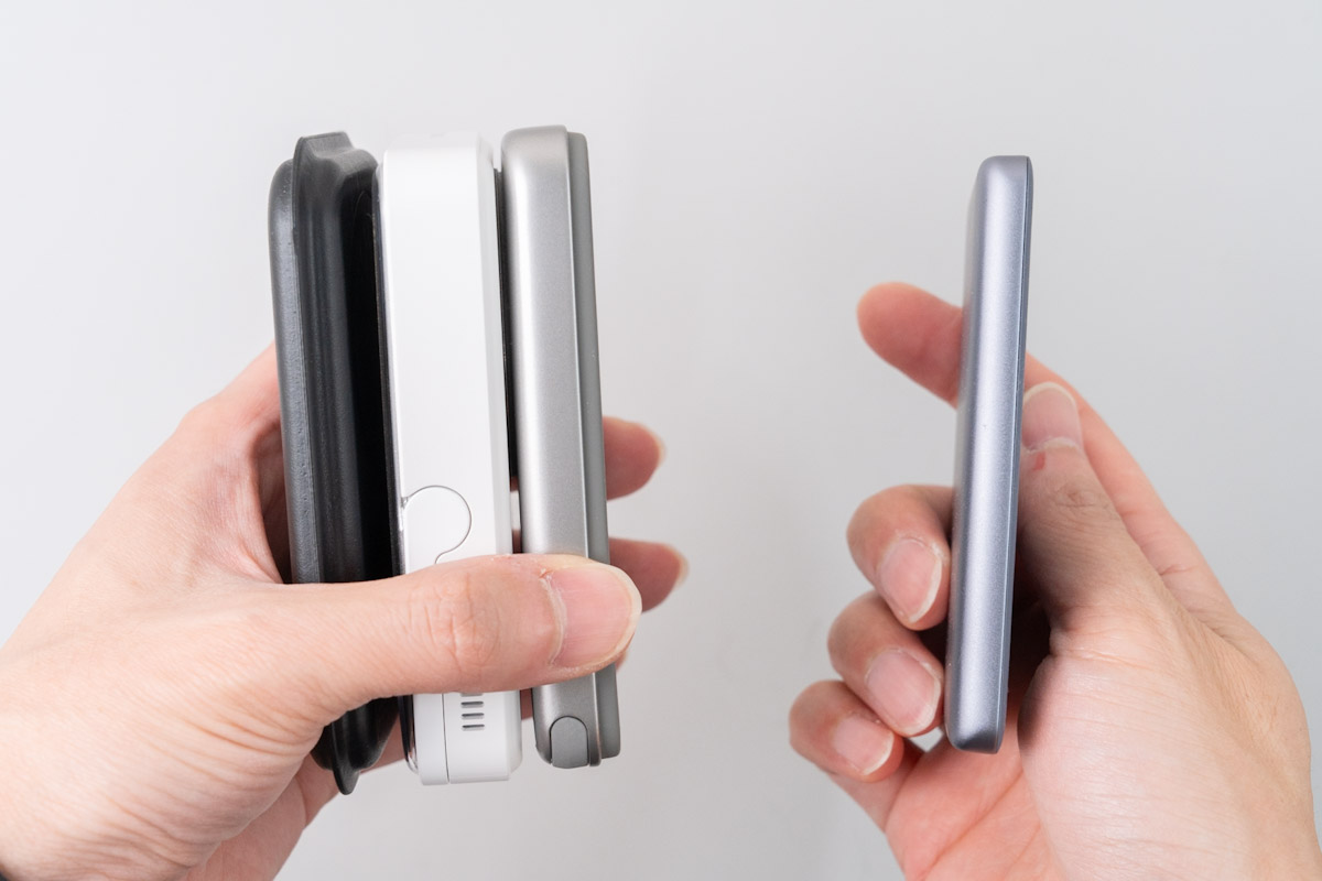 Baseus PicoGo AM41と手持ちのモバイルバッテリーとの比較