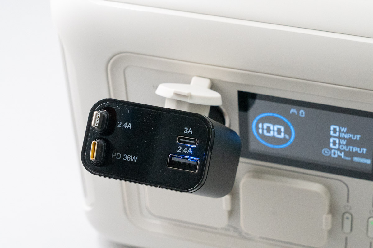 LISEN 巻取り式カーチャージャーをポータブル電源に接続